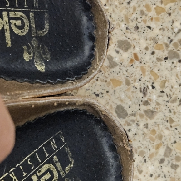 Rieker Antistress SZ 39/8.5 Closed Toe Slip On Leather Mule 1" Heel Blue/Tan - Picture 10 of 10